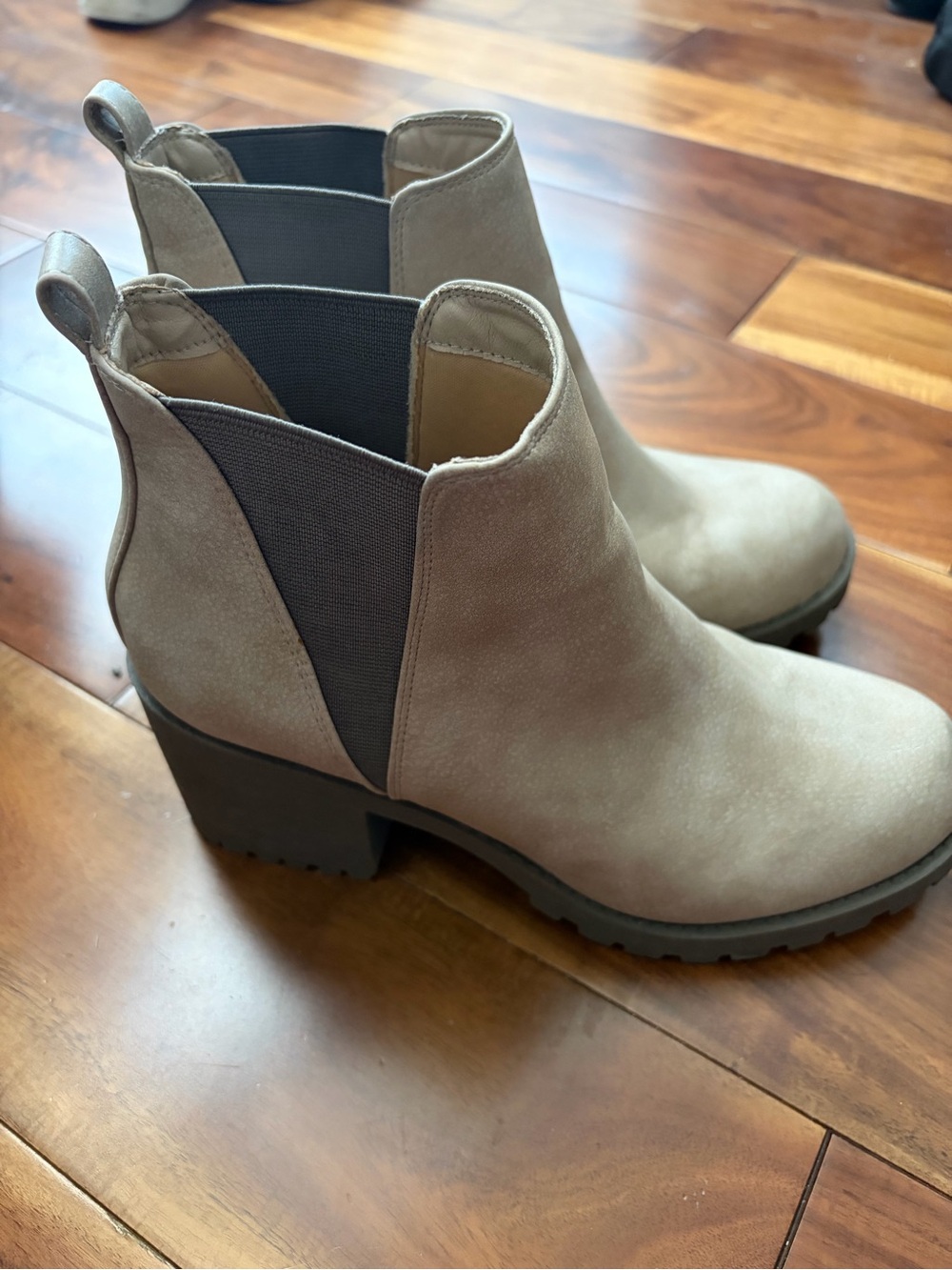 Dirty Laundry Taupe Faux Suede Chelsea Block Heel Boots - Picture 2 of 7